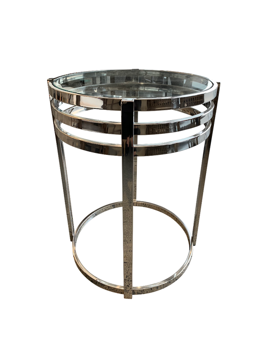 NICKLE PLATED ROUND SIDE TABLE