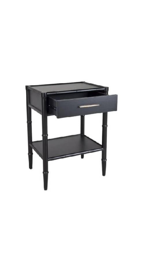 BAMBOO DETAIL 1 DRAWER BEDSIDE TABLE BLACK