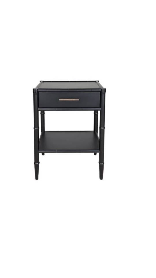 BAMBOO DETAIL 1 DRAWER BEDSIDE TABLE BLACK