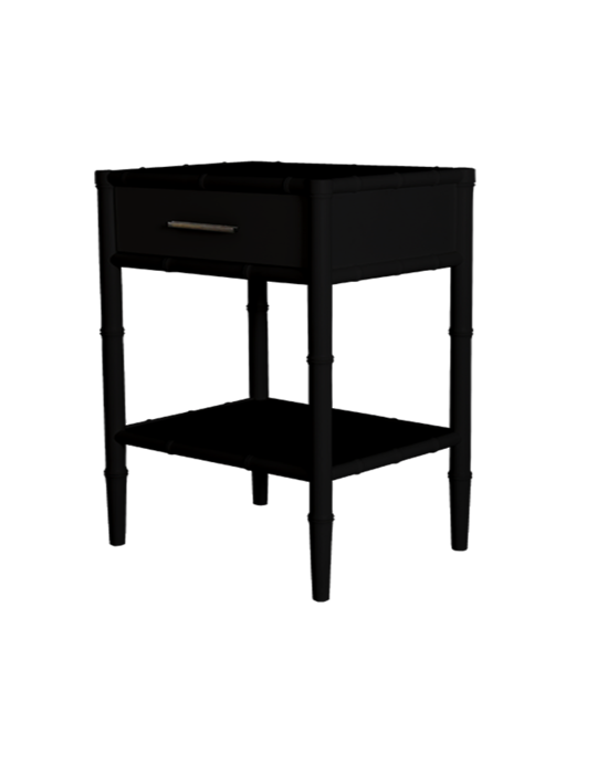 BAMBOO DETAIL 1 DRAWER BEDSIDE TABLE BLACK