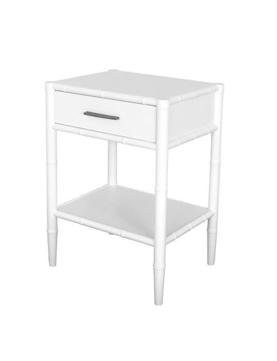 BAMBOO DETAIL 1 DRAWER BEDSIDE TABLE WHITE
