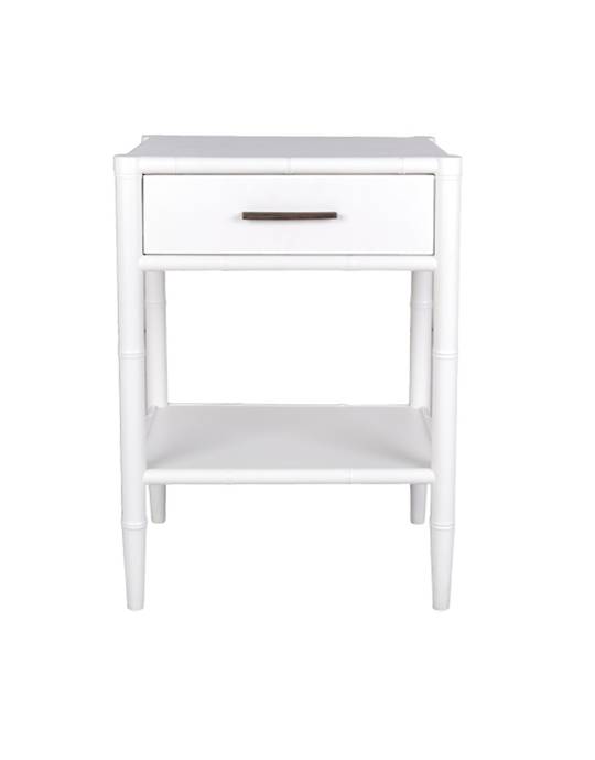 BAMBOO DETAIL 1 DRAWER BEDSIDE TABLE WHITE