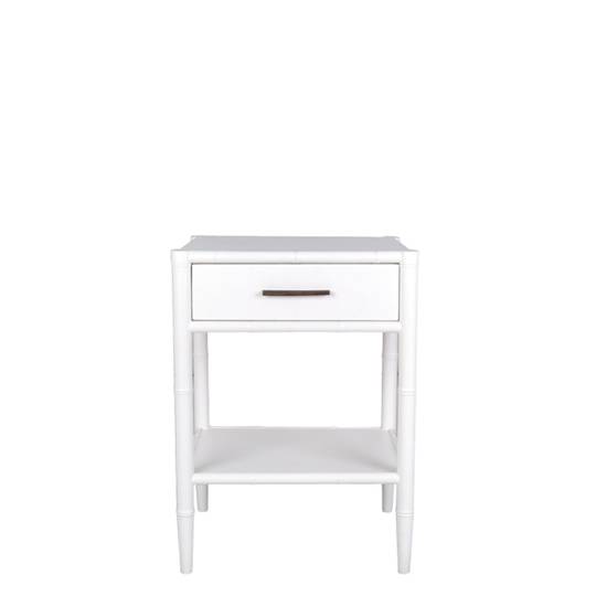 BAMBOO DETAIL 1 DRAWER BEDSIDE TABLE WHITE