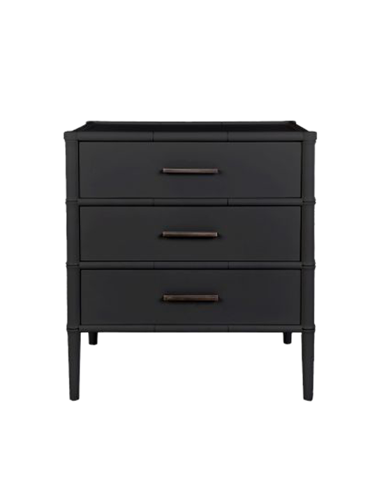BAMBOO DETAIL 3 DRAWER BEDSIDE TABLE BLACK