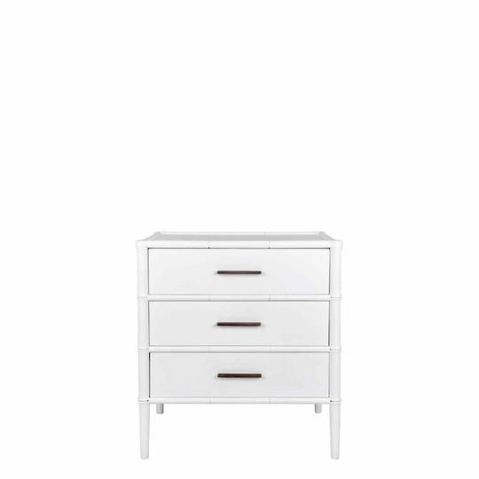 BAMBOO DETAIL 3 DRAWER BEDSIDE TABLE WHITE