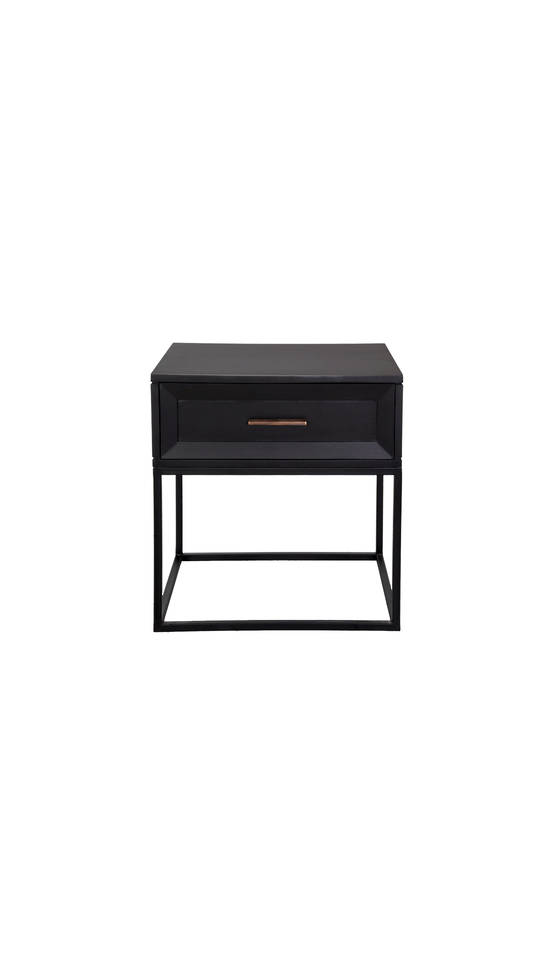 CHICAGO SIDE TABLE BLACK WITH METAL FRAME