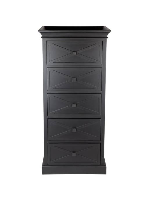 ISLAND LIFE TALL BOY 5 DRAWER BLACK