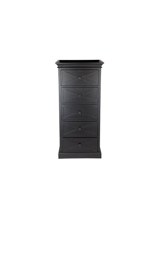 ISLAND LIFE TALL BOY 5 DRAWER BLACK
