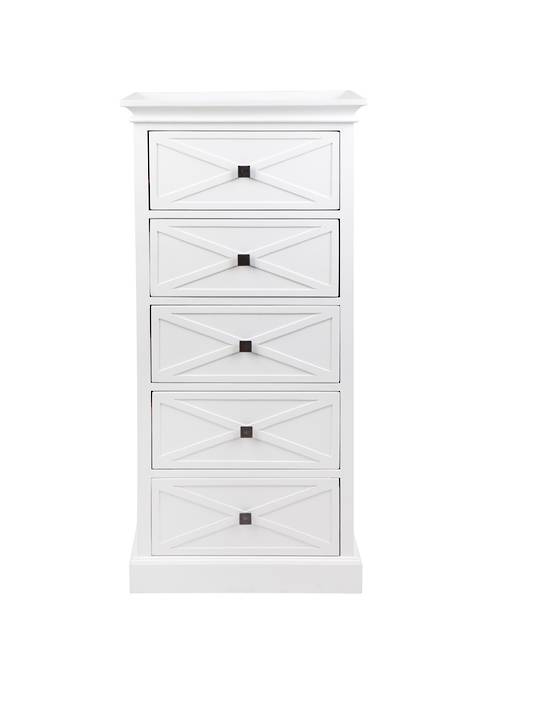 ISLAND LIFE TALL BOY 5 DRAWER WHITE