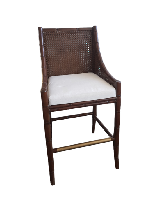 *PLANTATION BAR STOOL DOUBLE CANE MAHOGANY