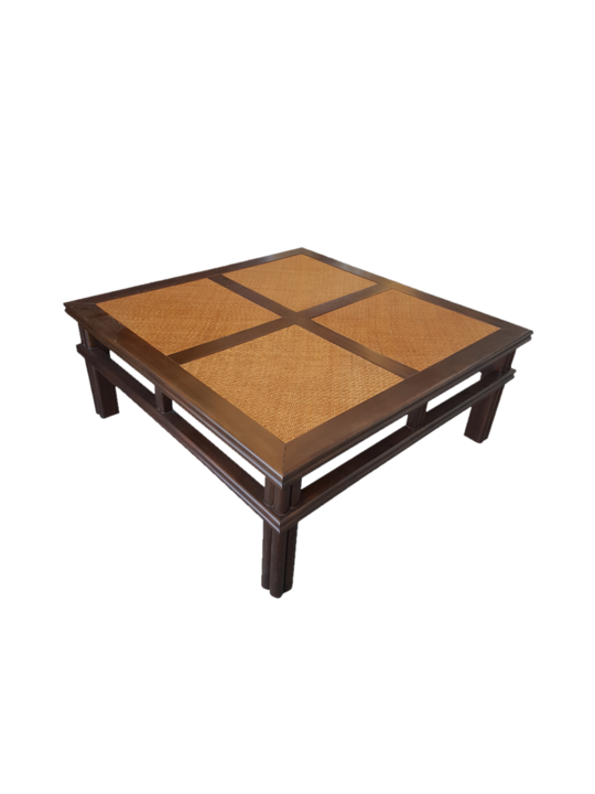 *PLANTATION COFFEE TABLE MAHOGANY CANE MATTING TOP