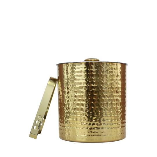 HAMMERED ICE BUCKET WITH TONGS