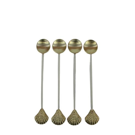 ESME SHELL DETAIL COCKTAIL SPOONS SET/4 GOLD