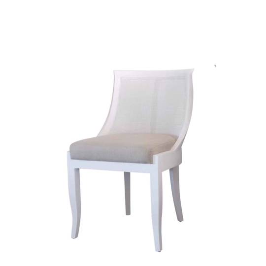 DINING CHAIR WITH CURVED SIDES AND CANE BACKING WHITE