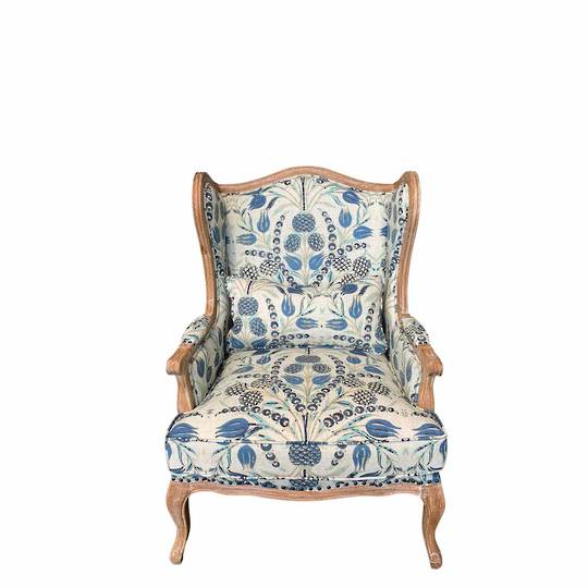 FLORAL DESIGN BLUE & NATURALS OCCASIONAL CHAIR