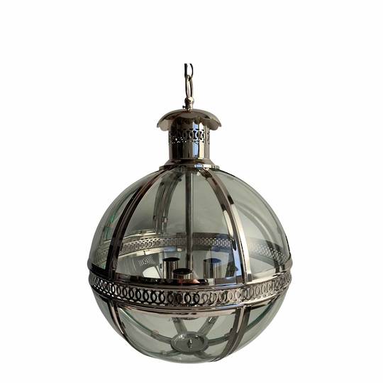 NICKLE PLATED GLASS BALL PENDANT LIGHT MED