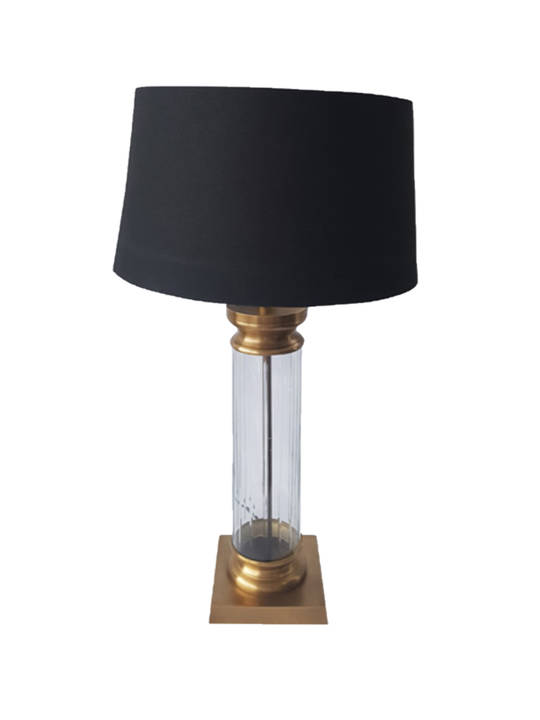 BRASS ANTIQUE TABLE LAMP W SHADE