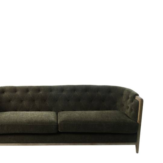 REGAL 3 SEATER SOFA FABRIC WITH WASHED OAK FRAME GREEN