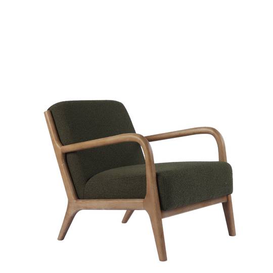 LUCA OCCASIONAL CHAIR FABRIC GREEN WITH WASHED OAK FRAME