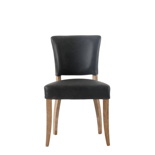 BELLE LEATHER DINING CHAIR WITH OAK LEG