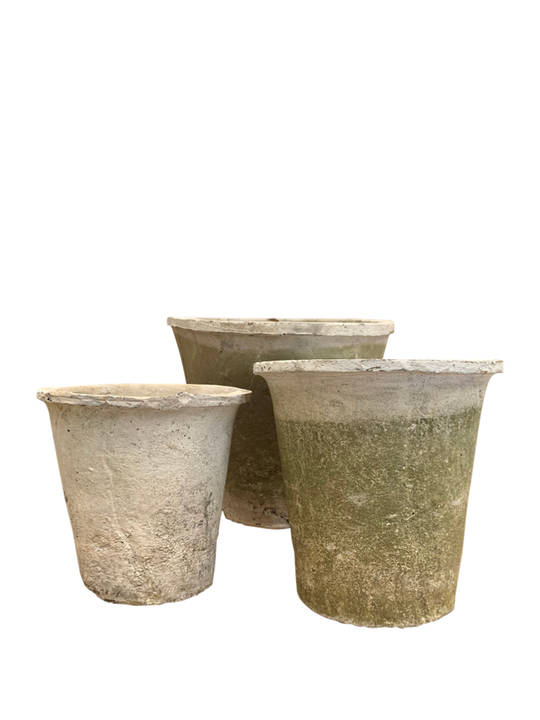 ANTIQUED WHITESTONE AZALEA POT SET 3