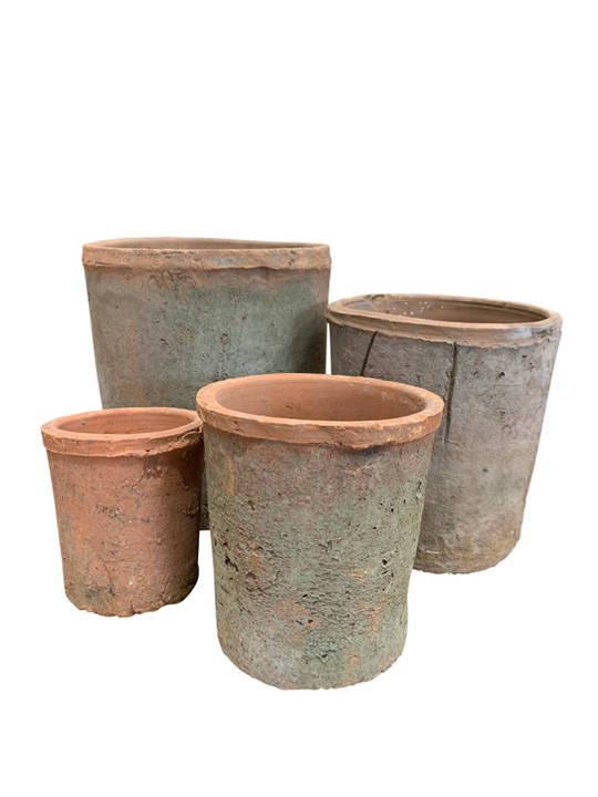 ANTIQUED REDSTONE CYLINDER POT SET 4