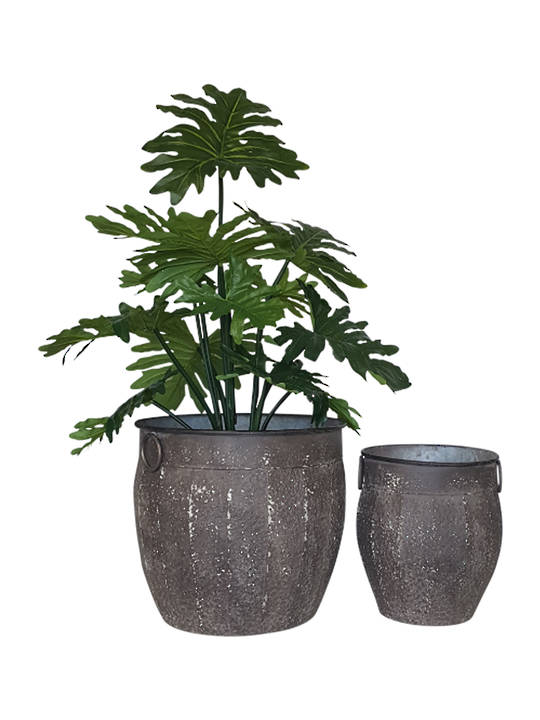 VINTAGE SET/2 ZINC POTS