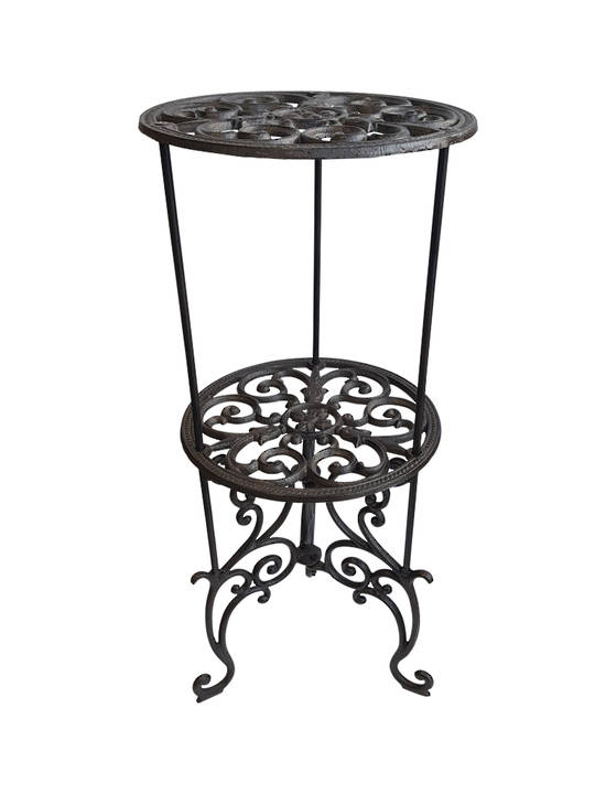 SCROLL 2TIER CONSOLE ROUND TOP