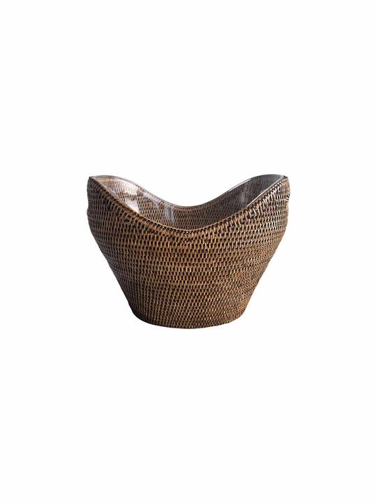 RATTAN DRINKS HOLDER WITH PLASTIC INSERT
