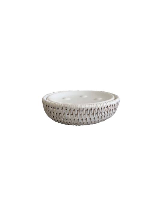 ROUND SOAP DISH RATTAN SLEEVE