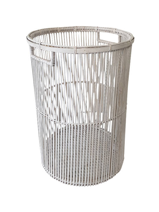 BAMBOO AND RATTAN LAUNDRY BASKET