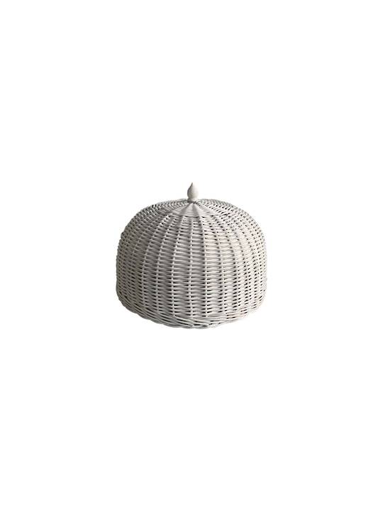 RATTAN FOOD DOME WHITE