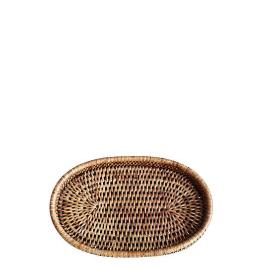 RATTAN OVAL TRAY BROWN