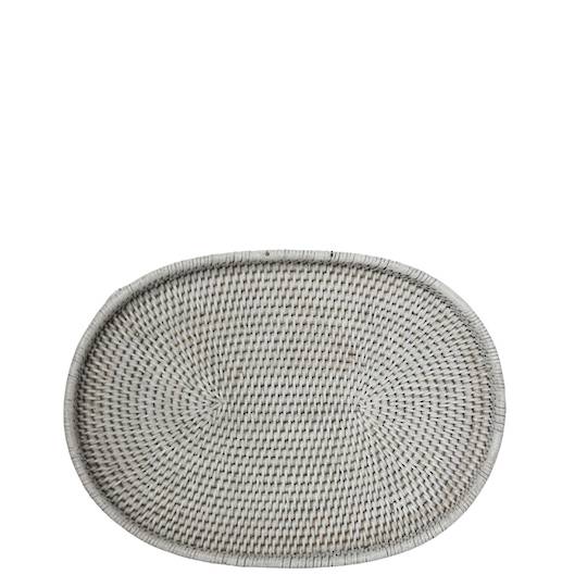 RATTAN OVAL TRAY WHITE LGE