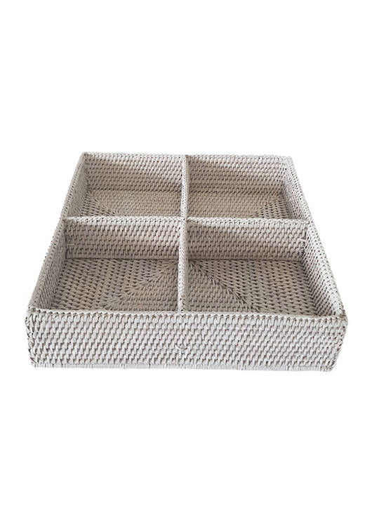 RATTAN 4 COMPARTMENT ORGANIZER