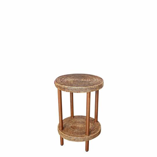 2 TIER ROUND SIDE TABLE RATTAN
