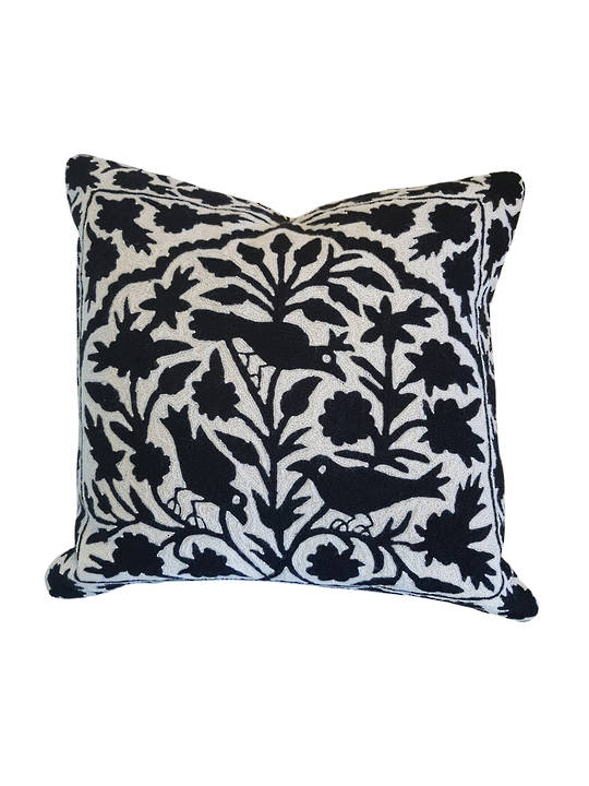 CUSHION COVER BLACK/WHITE SONG BIRD
