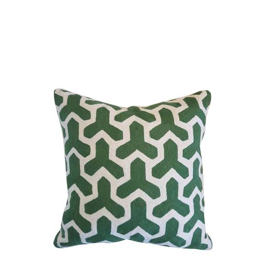 *CUSHION COVER GREEN/WHITE MARAKESH