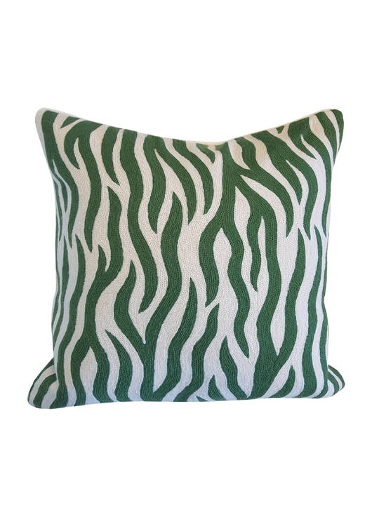 CUSHION COVER GREEN/WHITE ZEBRA