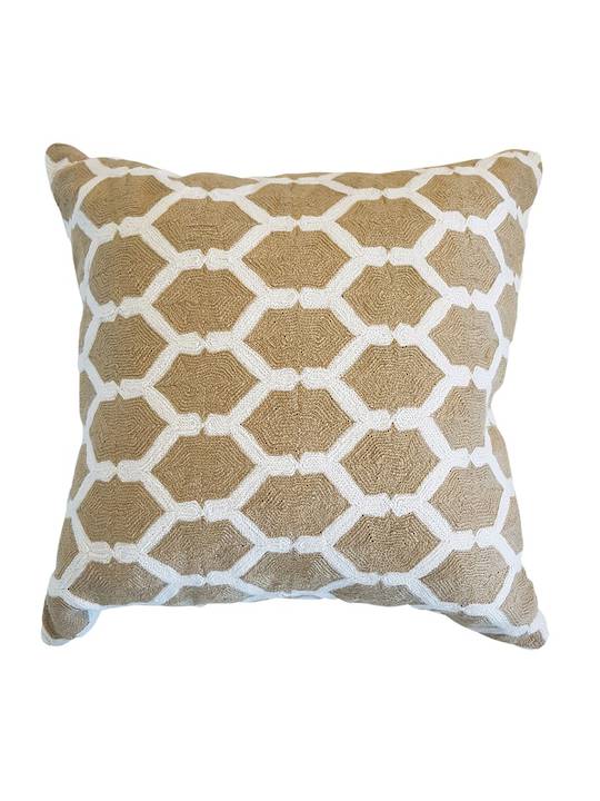 CUSHION COVER BEIGE/WHITE CHAIN
