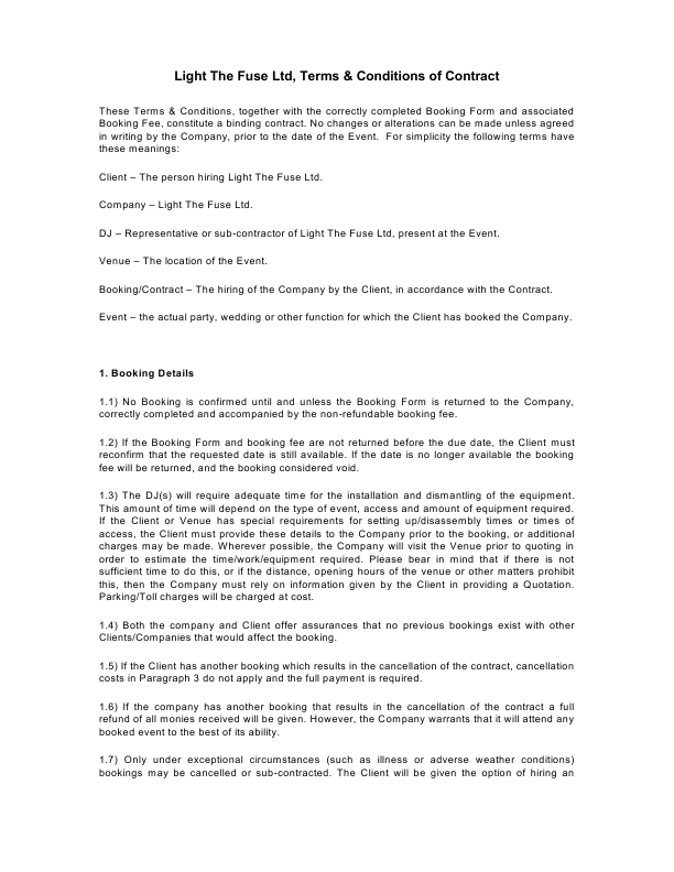 LTFL Booking Form T&C's2