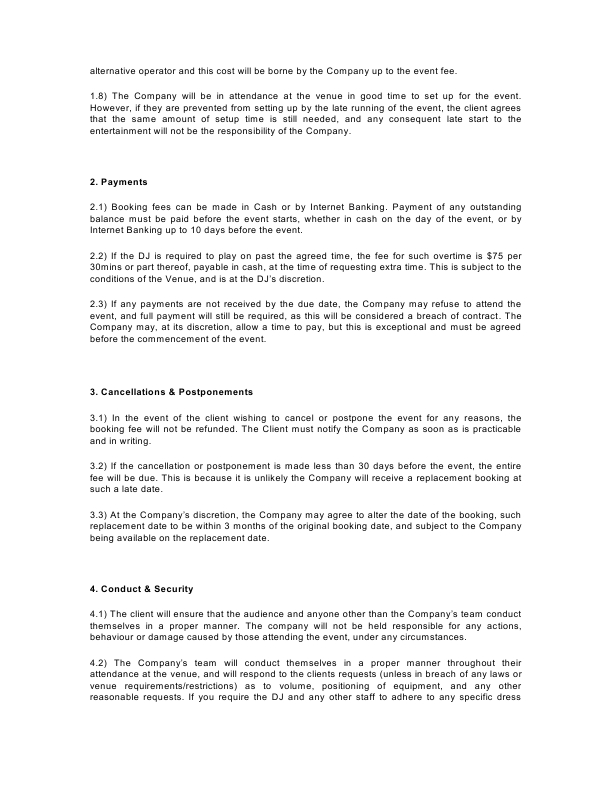 LTFL Booking Form T&C's3
