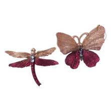 SET2 BURGUNDY/PINK BUTTERFLY/DRAGONFLY (12)
