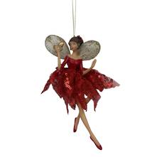15.5CMH FAIRY HANGING ORNAMENT IN RED