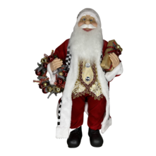 24"" (60CM) STANDING SANTA IN RED WHITE WITH CHECKS TRIM