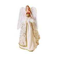 CHAMPAGNE ANGEL TREE TOPPER WITH FEATHER WINGS