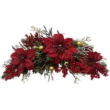 BERRY\PINE\RED POINSETTIA TWIGGY SWAG