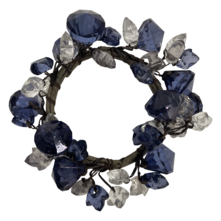 * NAVY BLUE BEADED CANDLE RING (12)