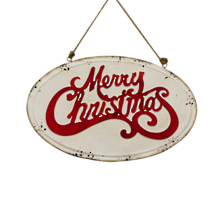 RED/WHITE MERRY CHRISTMAS OVAL SIGN