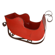 Red metal sleigh